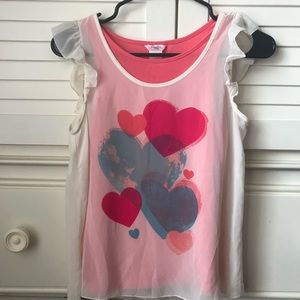 Candie’s Girls Pink & White Hearts Tank Size 14